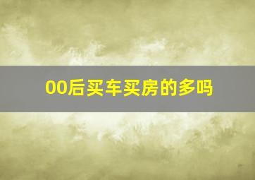 00后买车买房的多吗