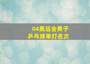 04奥运会男子乒乓球单打名次