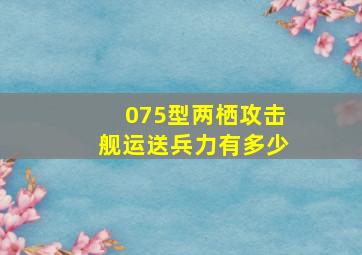 075型两栖攻击舰运送兵力有多少