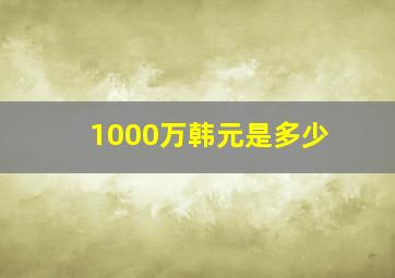 1000万韩元是多少