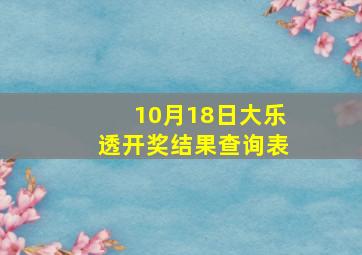 10月18日大乐透开奖结果查询表