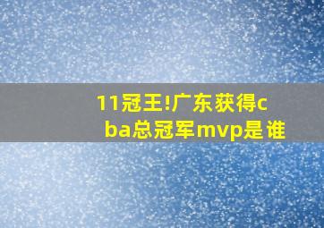 11冠王!广东获得cba总冠军mvp是谁