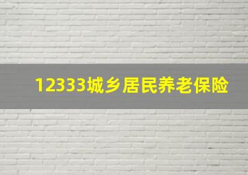 12333城乡居民养老保险