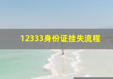 12333身份证挂失流程