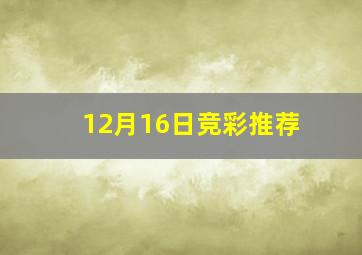 12月16日竞彩推荐