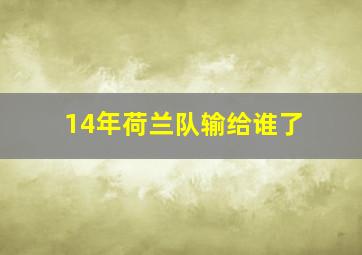 14年荷兰队输给谁了