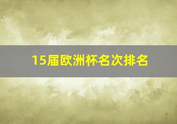 15届欧洲杯名次排名