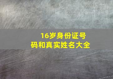 16岁身份证号码和真实姓名大全