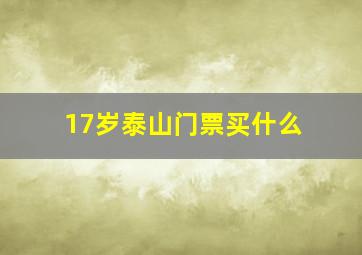 17岁泰山门票买什么