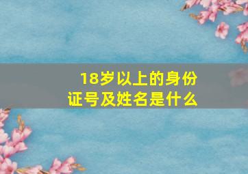 18岁以上的身份证号及姓名是什么