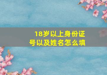 18岁以上身份证号以及姓名怎么填