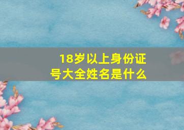 18岁以上身份证号大全姓名是什么