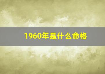 1960年是什么命格