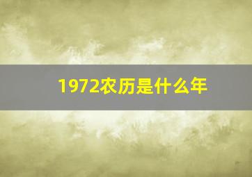 1972农历是什么年