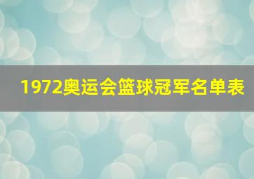 1972奥运会篮球冠军名单表