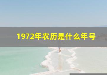 1972年农历是什么年号