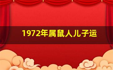 1972年属鼠人儿子运