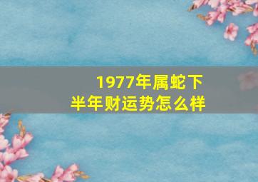 1977年属蛇下半年财运势怎么样