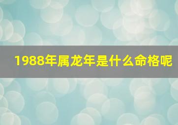 1988年属龙年是什么命格呢