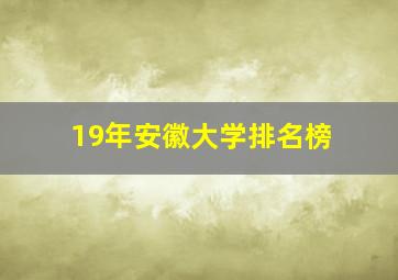 19年安徽大学排名榜