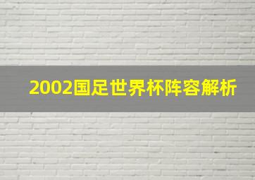 2002国足世界杯阵容解析