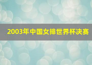 2003年中国女排世界杯决赛