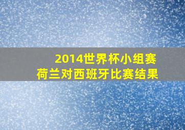 2014世界杯小组赛荷兰对西班牙比赛结果