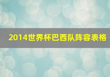 2014世界杯巴西队阵容表格