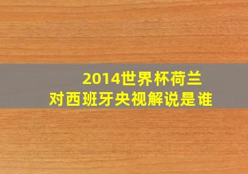 2014世界杯荷兰对西班牙央视解说是谁