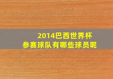 2014巴西世界杯参赛球队有哪些球员呢