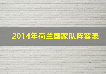 2014年荷兰国家队阵容表