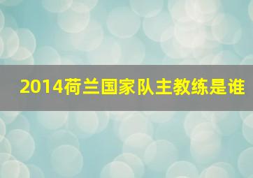 2014荷兰国家队主教练是谁