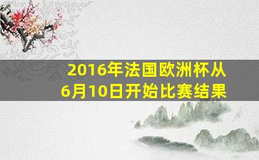 2016年法国欧洲杯从6月10日开始比赛结果