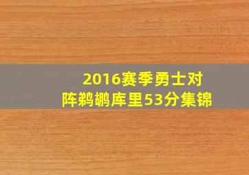 2016赛季勇士对阵鹈鹕库里53分集锦