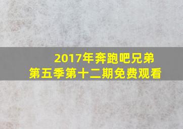 2017年奔跑吧兄弟第五季第十二期免费观看