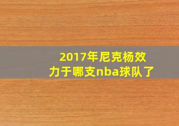 2017年尼克杨效力于哪支nba球队了