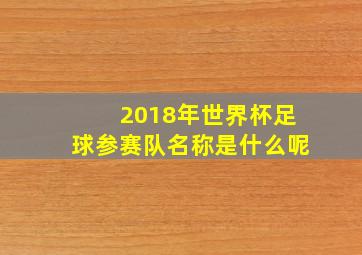 2018年世界杯足球参赛队名称是什么呢