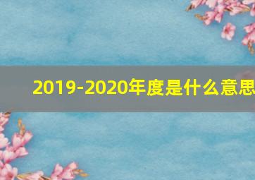 2019-2020年度是什么意思