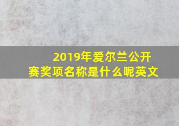 2019年爱尔兰公开赛奖项名称是什么呢英文