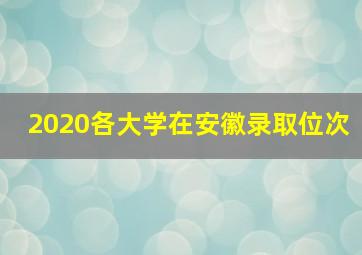 2020各大学在安徽录取位次