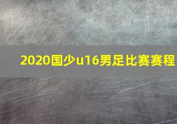 2020国少u16男足比赛赛程