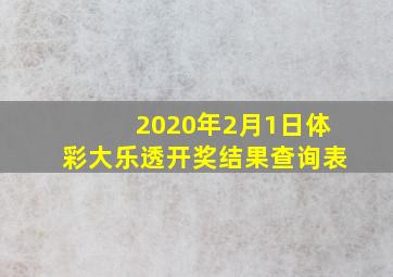 2020年2月1日体彩大乐透开奖结果查询表