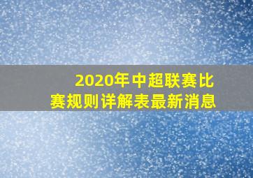 2020年中超联赛比赛规则详解表最新消息