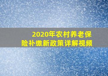 2020年农村养老保险补缴新政策详解视频