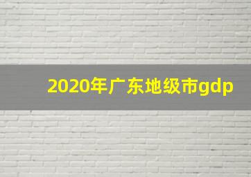 2020年广东地级市gdp