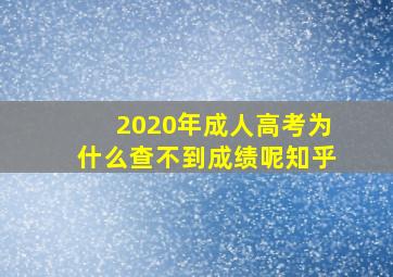 2020年成人高考为什么查不到成绩呢知乎