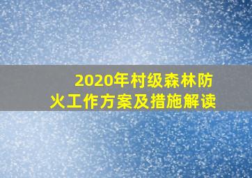 2020年村级森林防火工作方案及措施解读