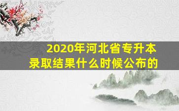 2020年河北省专升本录取结果什么时候公布的