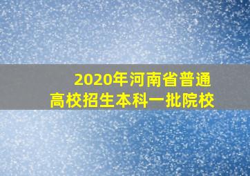 2020年河南省普通高校招生本科一批院校