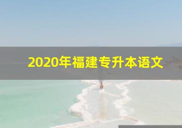 2020年福建专升本语文